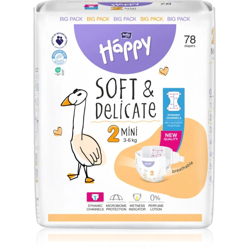 BELLA Baby Happy Soft&Delicate πάνες μίας χρήσης με κανάλια Mini 3-6 kg 78 τμχ