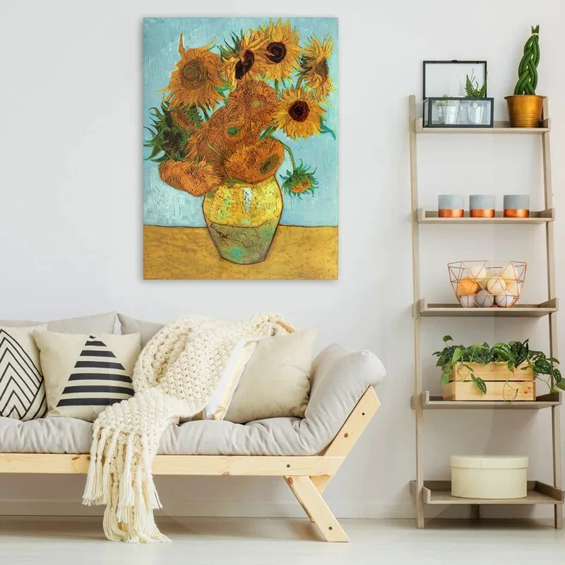 OUTLET Πινακας σε καμβά VAN GOGH - SUNFLOWERS TURQUOISE 30cm x 40cm