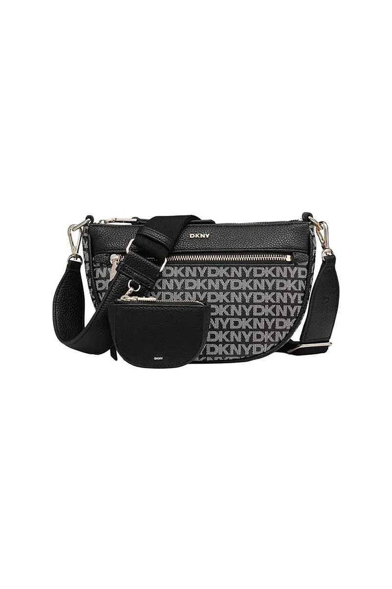 DKNY γυναικεία τσάντα crossbody με all-over logo print "Zoie" - R41E5D01 Μαύρο