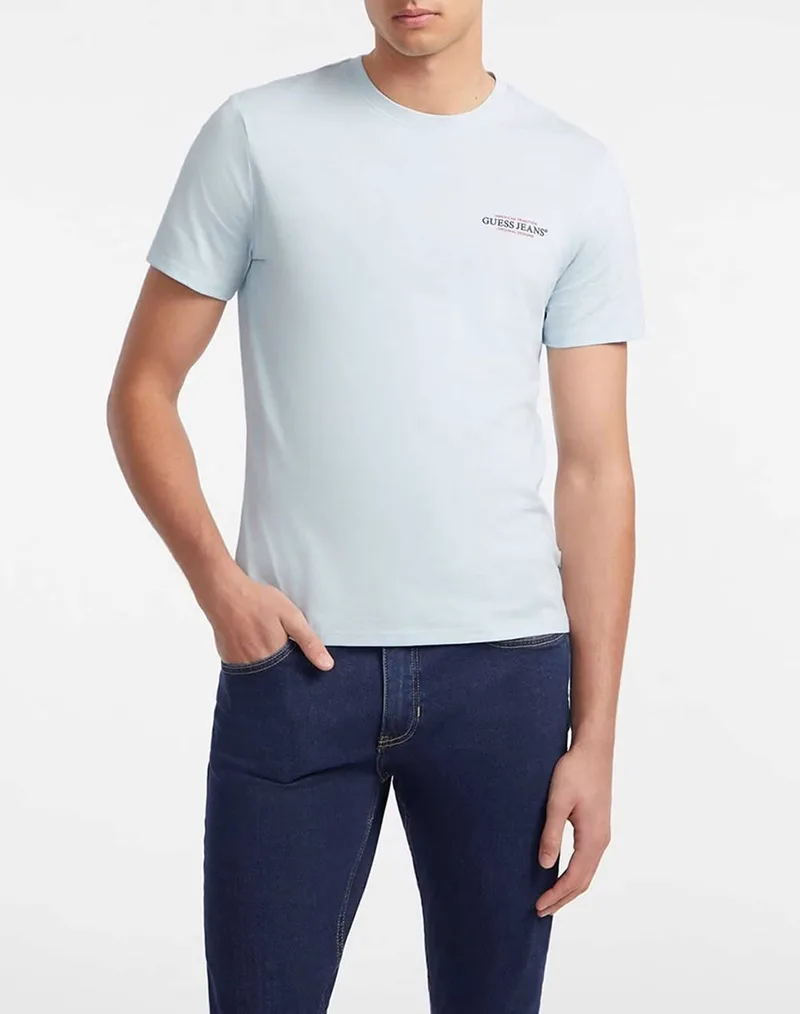 GUESS JEANS GJ SS CN SLIM AMERICAN TR TEE ΜΠΛΟΥΖΑ ΑΝΔΡΙΚΟ M4YI55K8HM0-G7O7 Aqua