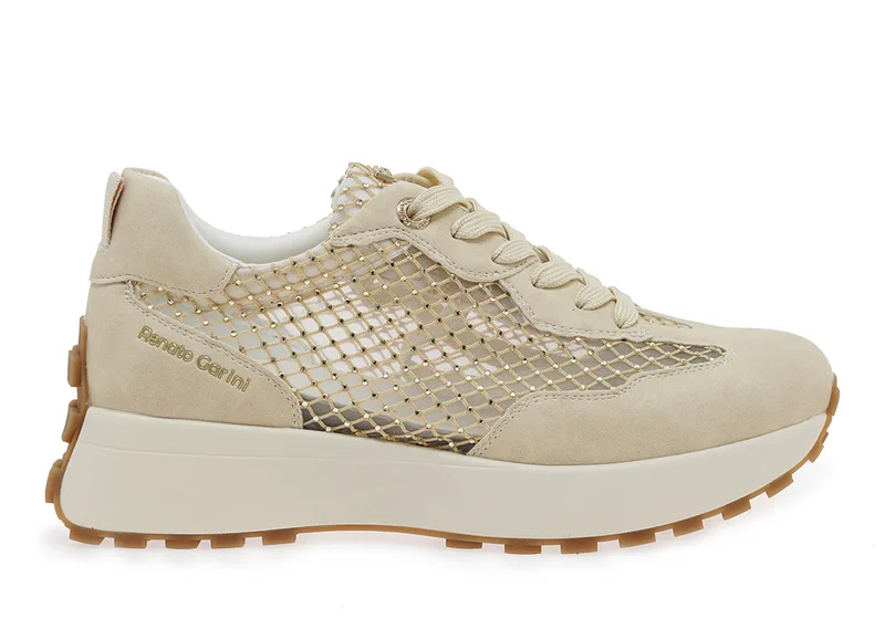 Γυναικεία Sneaker Renato Garini 418-52RG27 Μπεζ Φιλιτρέ Στρας W119R41734K5