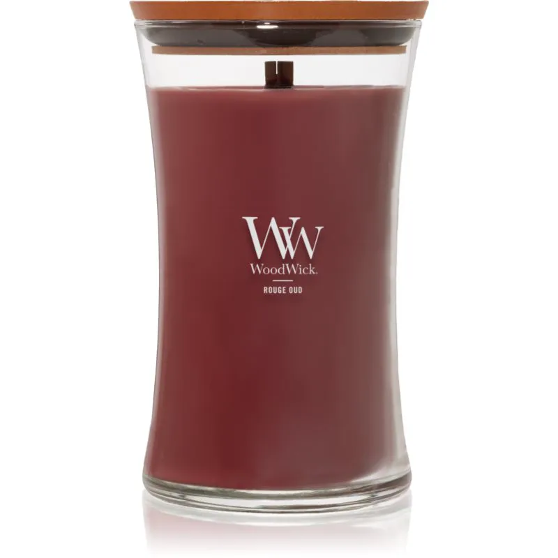 Woodwick Opulent Wood Rouge Oud αρωματικό κερί με ξύλινο φιτίλι 609.5 γρ