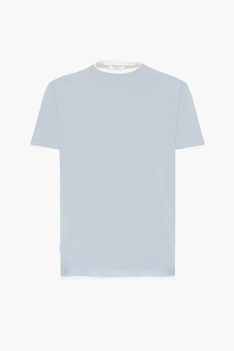 Seinse ανδρικό T-shirt με contrast σχέδιο - TE2961SS 125 Γαλάζιο