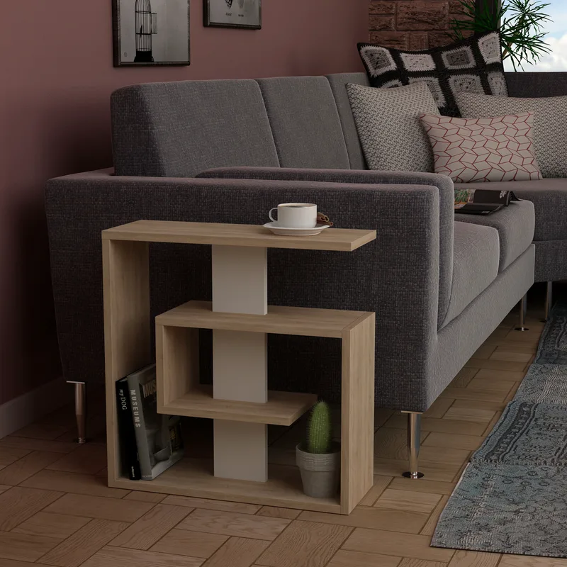 Βοηθητικό Τραπέζι Saly - Sonoma Oak, White 776Hms2806 (55x57x20)