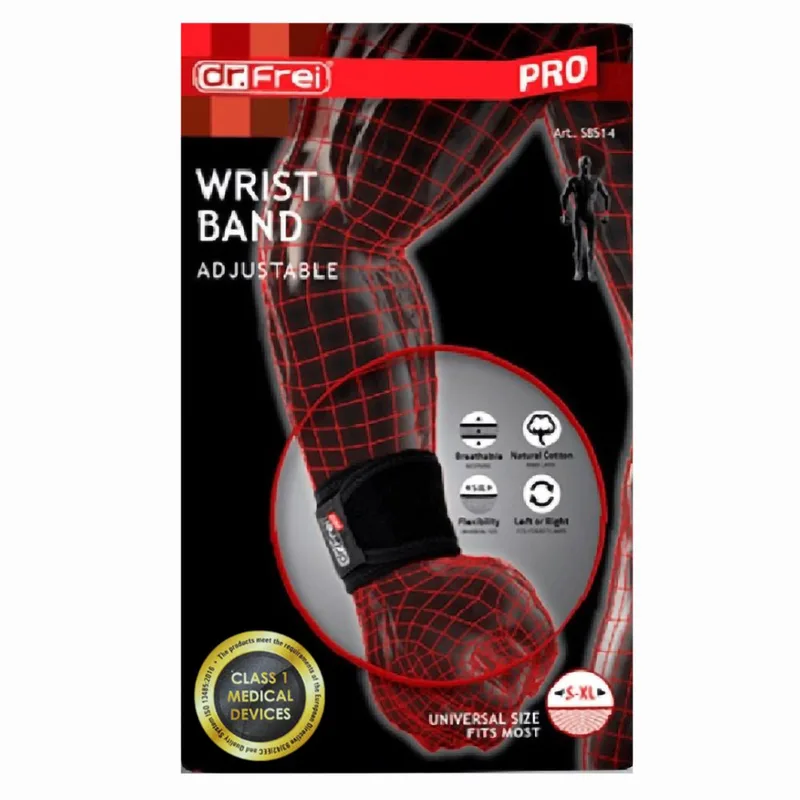 Dr. Frei Adjustable Black Wrist Band One Size Αμφιδέξιο Περικάρπιο Μαύρο 1 Τεμάχιο
