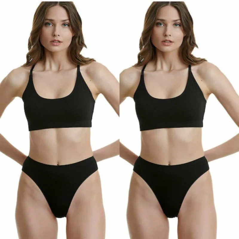 Slip ψηλόμεσα Bamboo 2άδα | W2033 ΜΑΥΡΟ