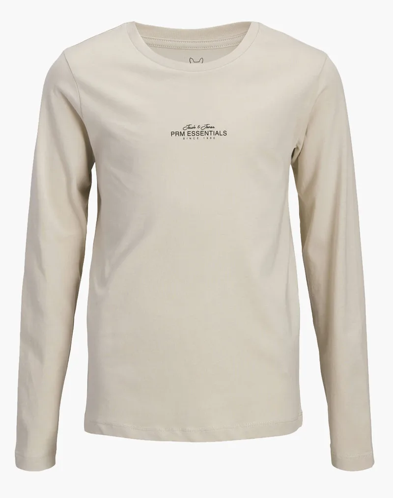 JACK&JONES JPRBLACASPER LS TEE FST JNR 12288454-Silver Lining Ecru