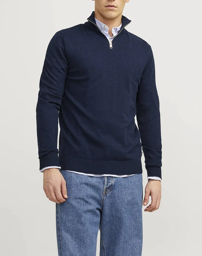 JACK&JONES JJEEMIL KNIT HALF ZIP NOOS 12189339-Navy Blazer NavyBlue