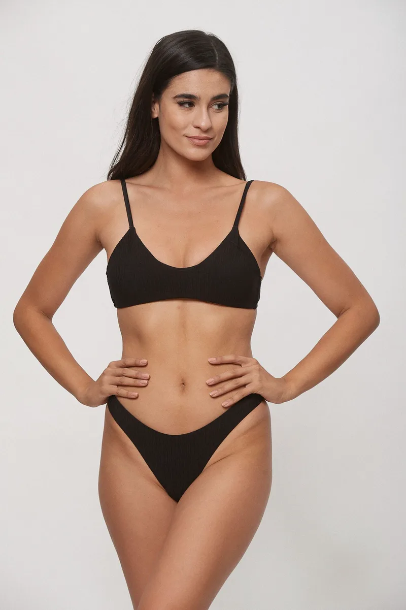 ΜΑΓΙΟ ΜΟΝΟΧΡΩΜΟ ΜΕ ΔΕΣΙΜΟ BIKINI Μαύρο