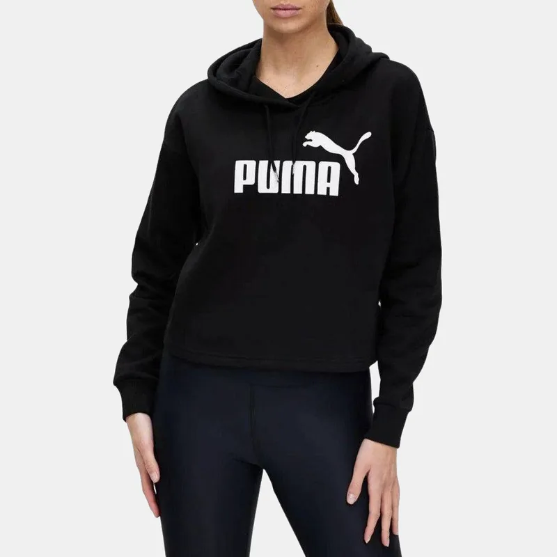 Puma Essential Logo Γυναικεία Cropped Μπλούζα με Κουκούλα (9000159121_1469)