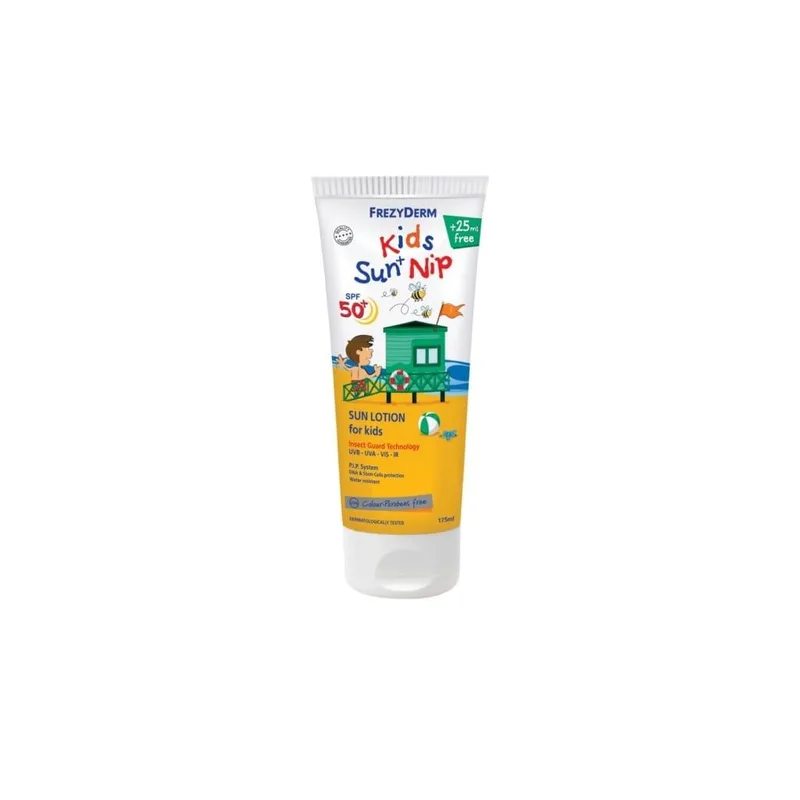 Frezyderm Kids Sun+Nip Παιδικό Αντηλιακό Γαλάκτωμα Προσώπου Και Σώματος SPF50+, 150ml+25ml ΔΩΡΟ