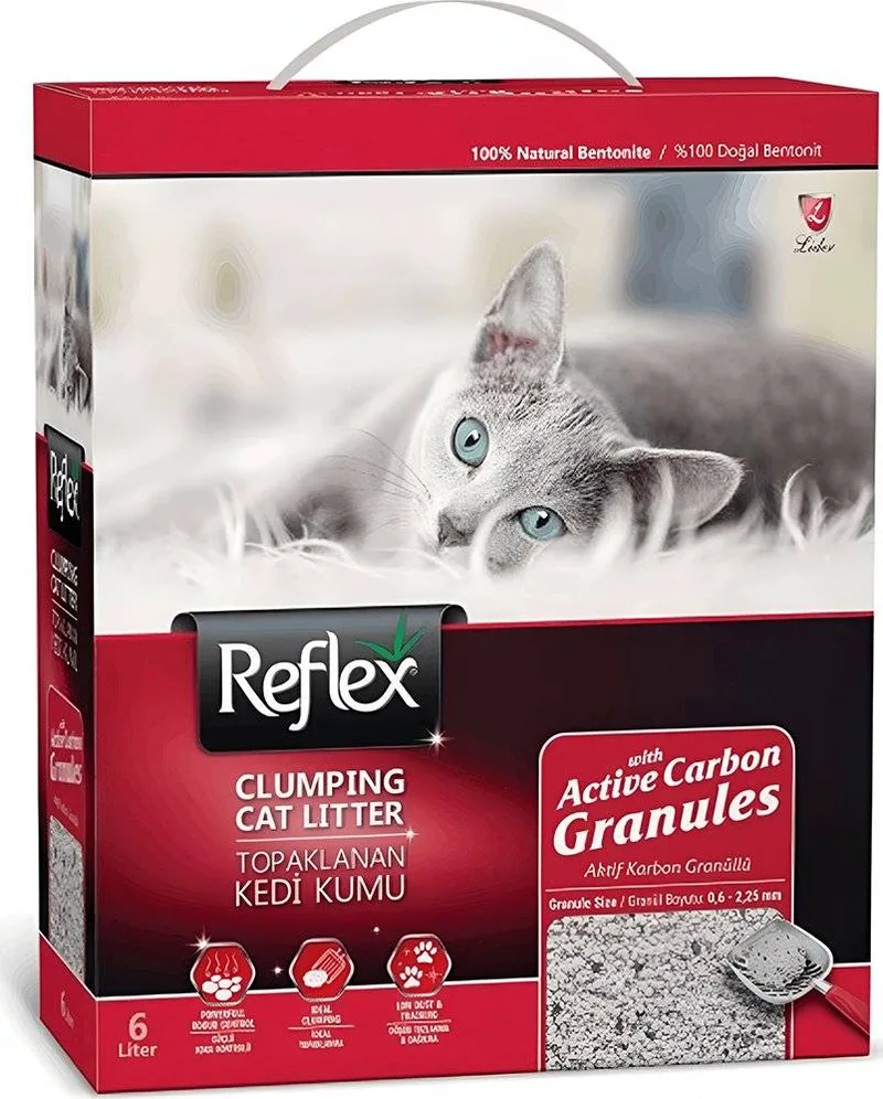 ΑΜΜΟΣ ΓΑΤΑΣ REFLEX CLUMPING CAT LITTER BENTONITE ACTIVE CARBON GRANULE (6L)