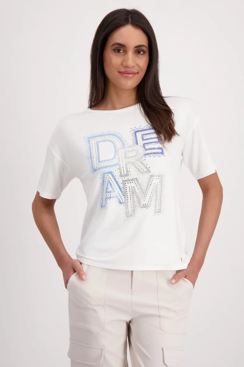 Monari Γυναικεία Μπλούζα Regular Fit Με Στρας Λεπτομέρεια Dream Off White