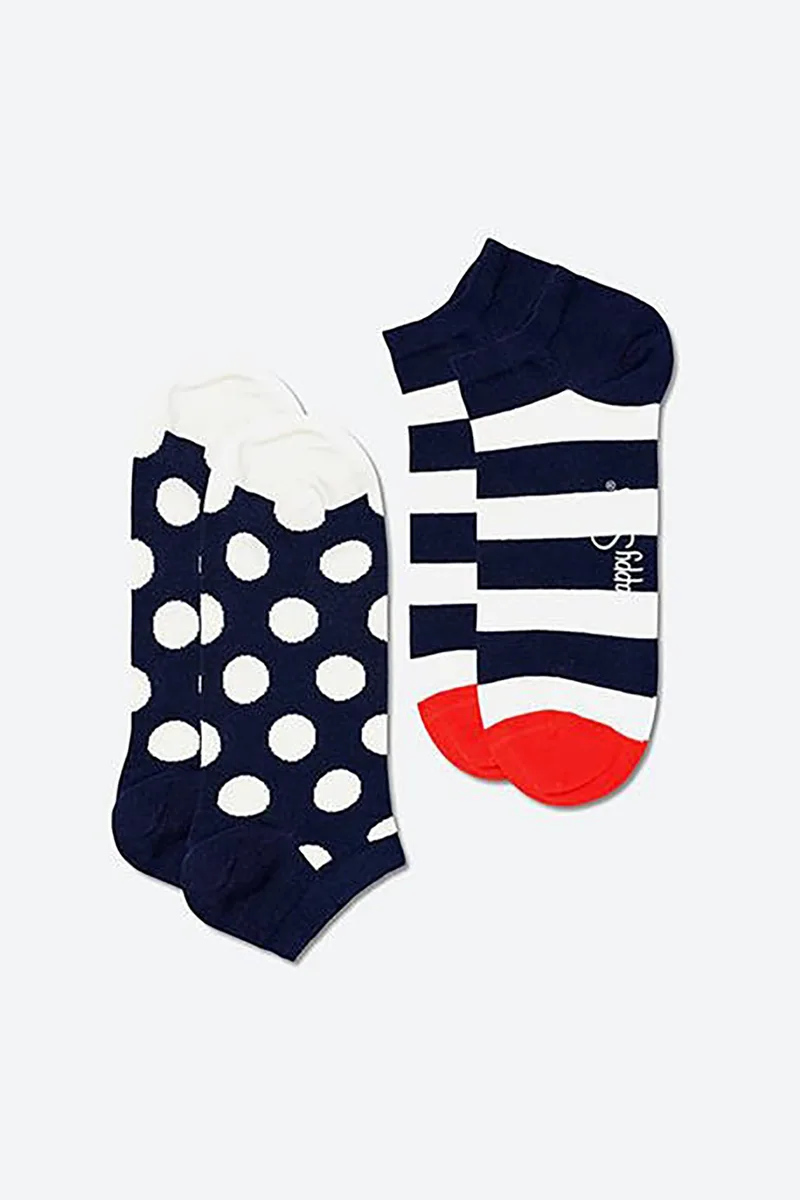 Happy Socks unisex κοντές κάλτσες σε διάφορα σχέδια (Σετ 2 τεμάχια) - BDS02-6500 Μαύρο