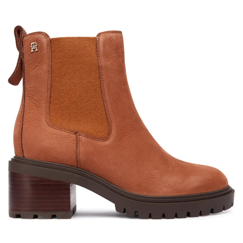 Μποτάκια Tommy Hilfiger Th Nubuck Chelsea Cleated Heel FW0FW09158 Καφέ