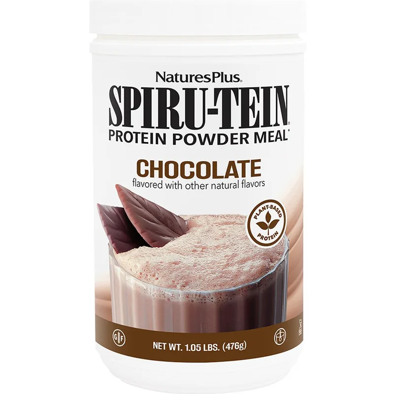 Natures Plus Spiru-Tein Shake Συμπλήρωμα Διατροφής Πρωτεΐνης Φυτικής Προέλευσης με Βιταμίνες Μέταλλα & Ιχνοστοιχεία για Ενέργεια Κατά της Κούρασης & Απώλεια Βάρους με Γεύση Σοκολάτα 476g - Chocolate