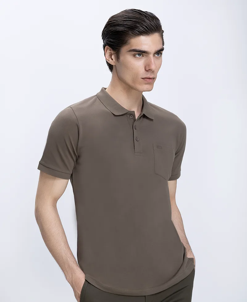 Ανδρική Polo Μπλούζα Βαμβακερή Με Τσέπη Regular Fit