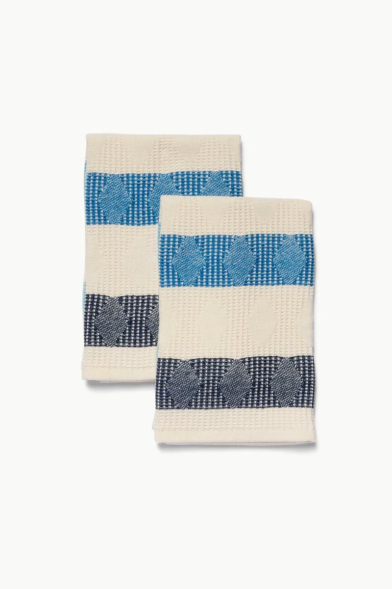 Coincasa σετ βαμβακερές πετσέτες με waffle pattern (2 τεμάχια) - 006813358 Λευκό - Μπλε