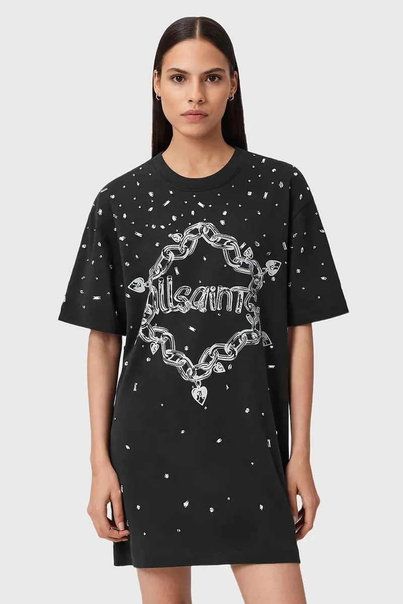 Βαμβακερό φόρεμα AllSaints DRIP
