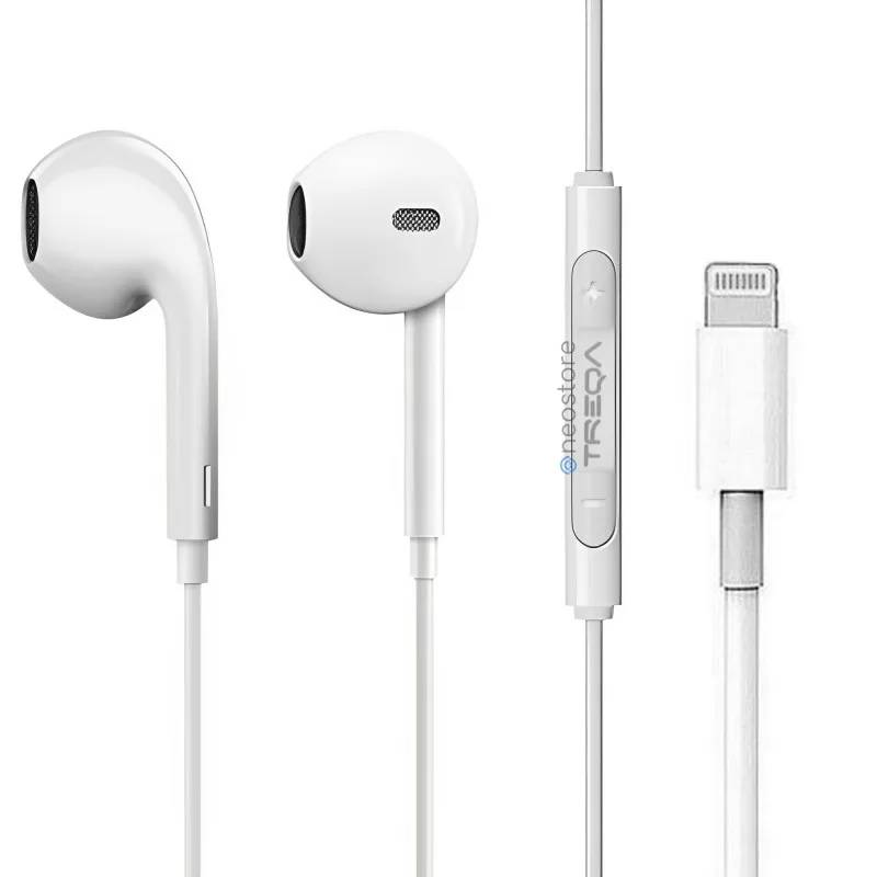 Ακουστικά Κινητού Handsfree Earbuds με Βύσμα Lightning Treqa EP-753 Λευκό