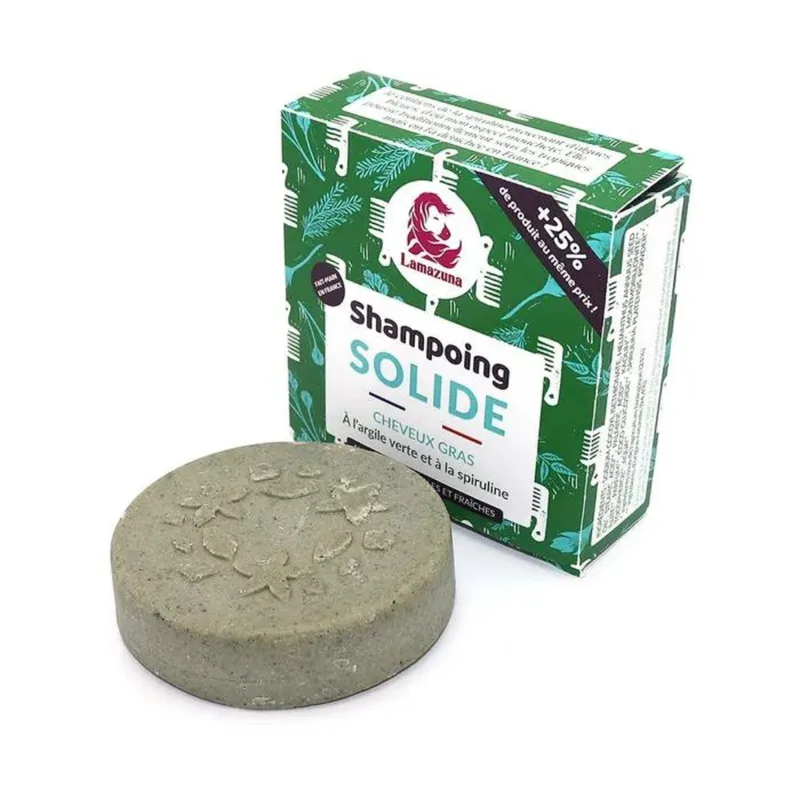 Lamazuna Solid Shampoo Green Clay and Spirulina for Oily Hair 55g