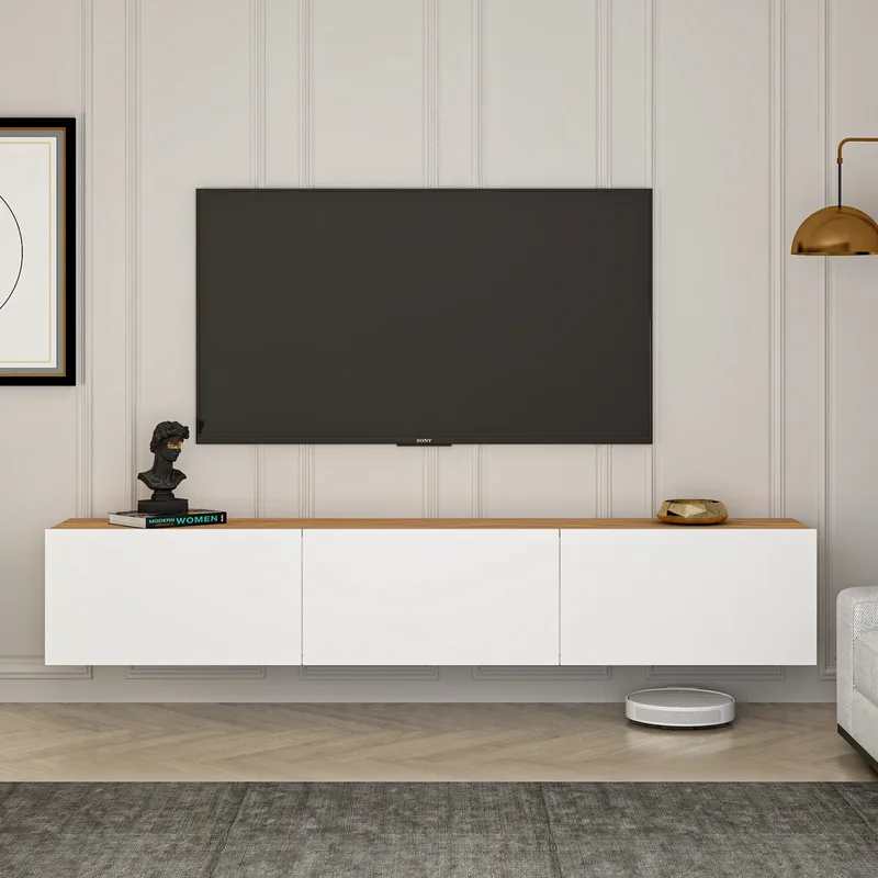 Βάση Τηλεόρασης West - White, Atlantic Pine 362Ant1155 (150x30x32)