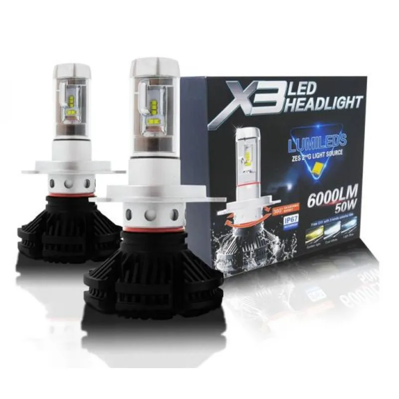 led φώτα αυτοκινήτου h1, 50w, 6000l 6500k – x3 led headlights lumileds