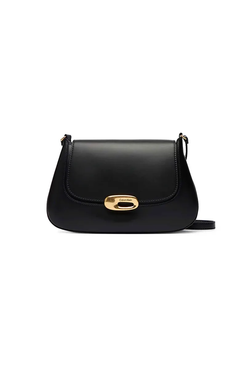 Calvin Klein Jeans γυναικεία τσάντα crossbody μονόχρωμη με μεταλλικό λογότυπο - LV04F3401G Μαύρο