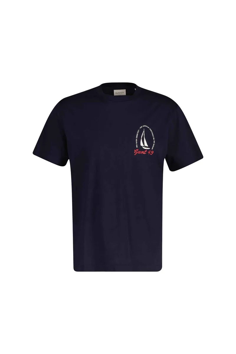 Gant ανδρικό T-shirt με print Regular Fit - 2003404 Μπλε Σκούρο