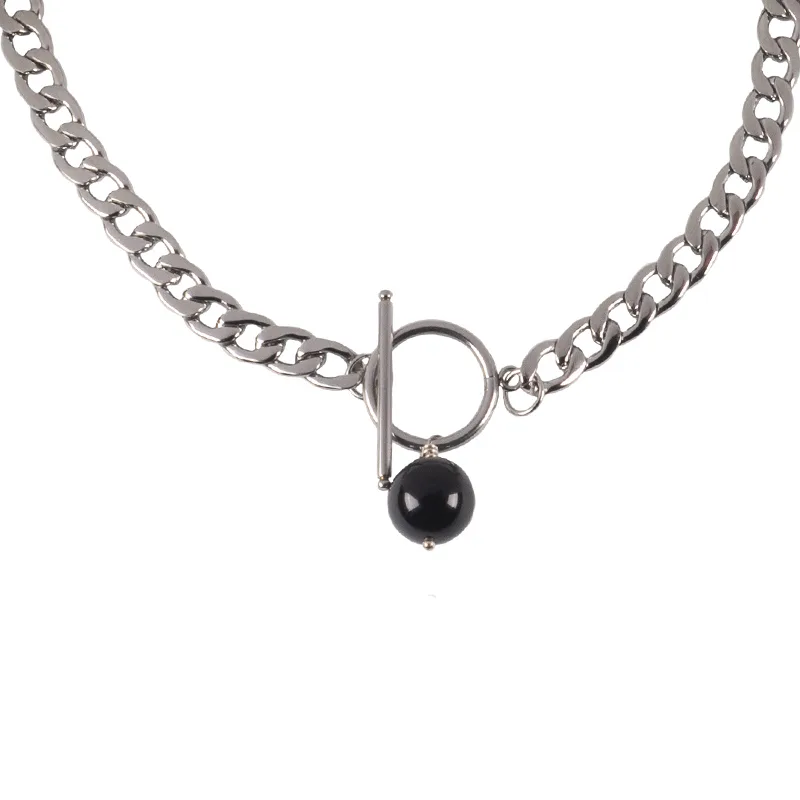 JT Unisex αλυσίδα λαιμού παχιά με T κούμπωμα & όνυχα 60 εκ.