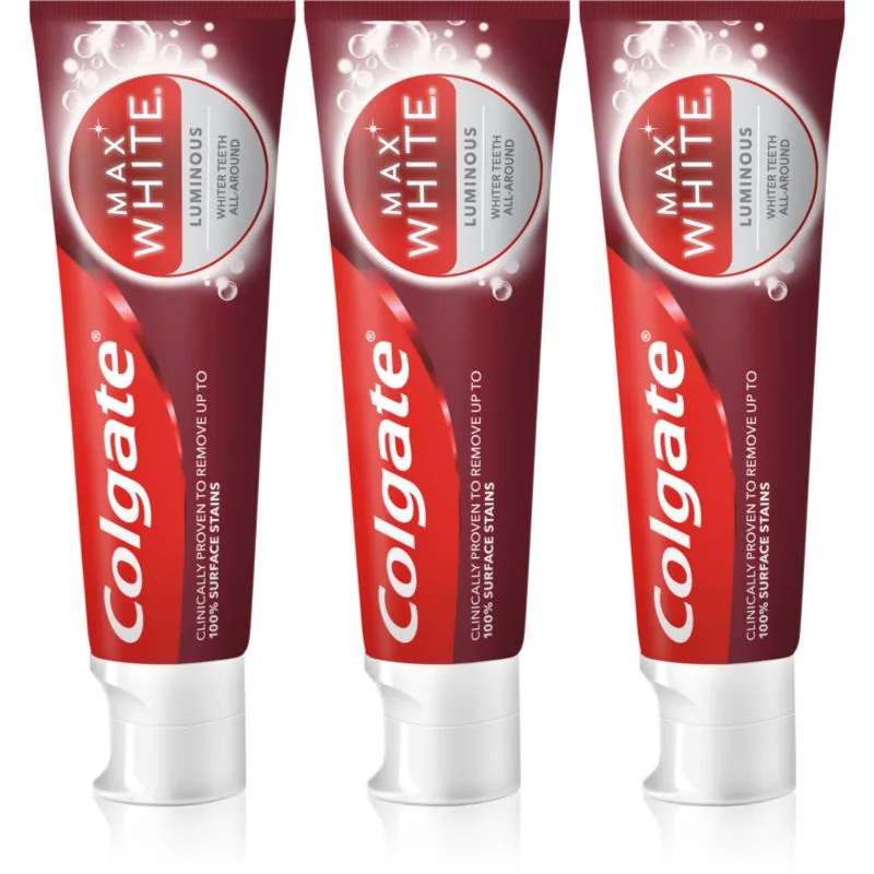Colgate Max White Luminous οδοντόκρεμα για λαμπερά λευκά δόντια 3 x 75 ml
