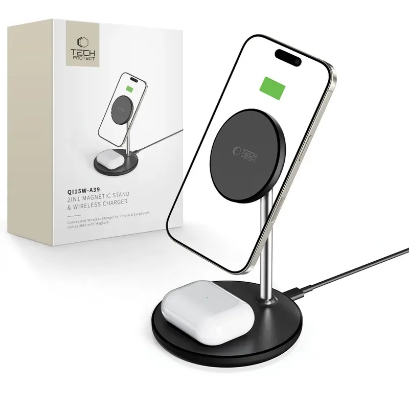 Tech-Protect 2in1 Magnetic Magsafe Wireless Charger 15W Black (A39)