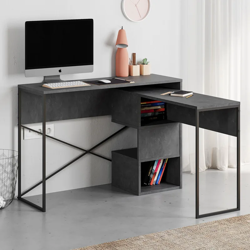 Γραφείο Μελέτης Badau - Retro Grey 855Dte3866 (110x77x102,5 cm)