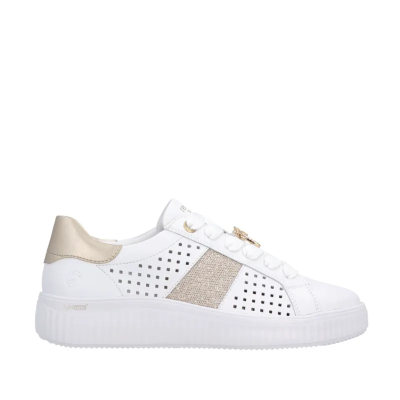 Remonte D3E04-80 Ανατομικό Δερμάτινο Sneaker Λευκό / Χρυσό