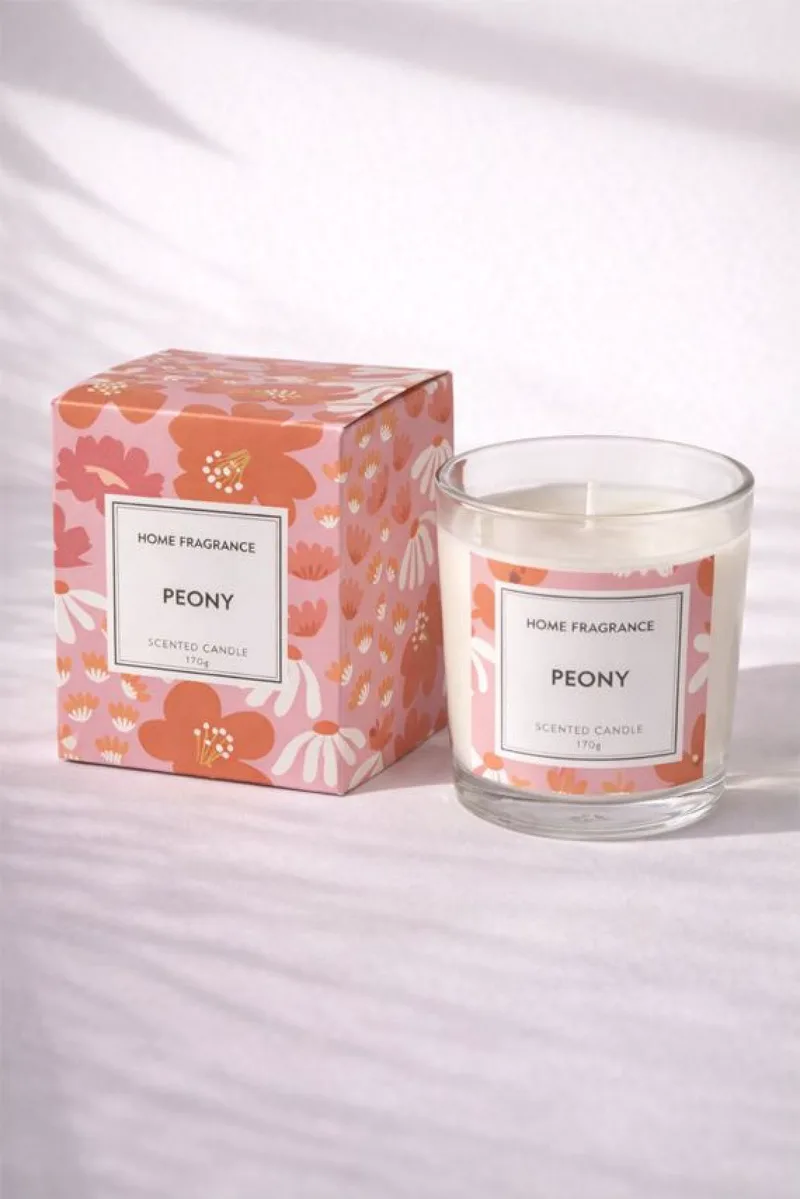 Κερι Αρωματικο Σε Ποτηρι Με Αρωμα Peony 170Gr 8.2x8.2x9.8cm Ρόζ Kaeming