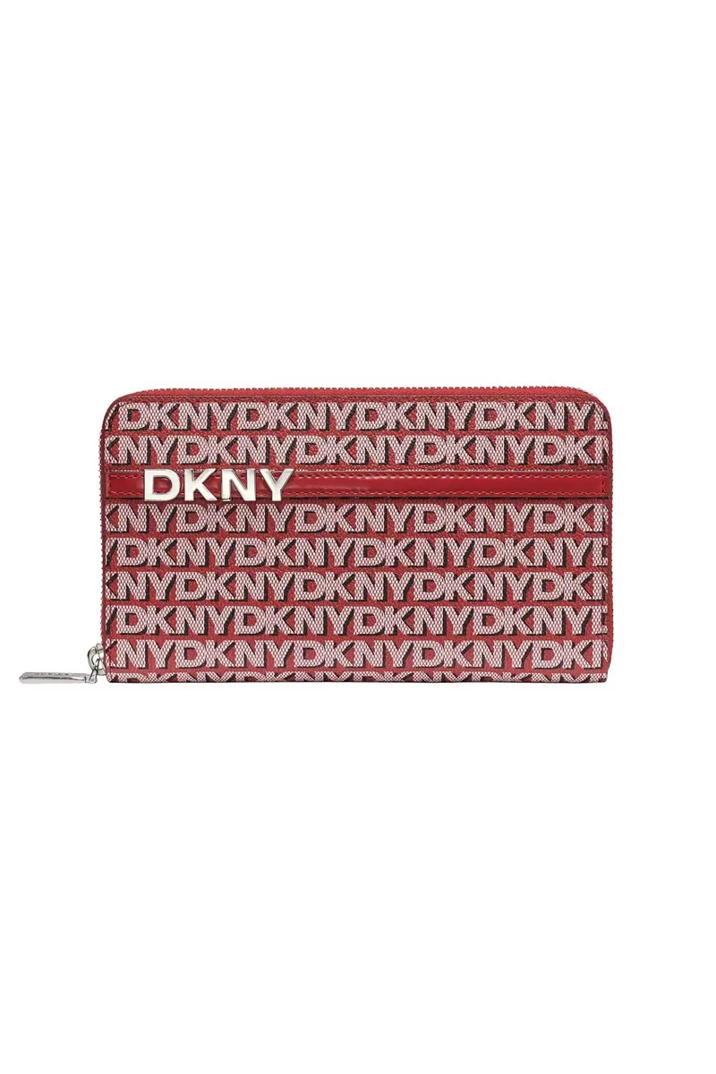 DKNY γυναικείο πορτοφόλι με all-over logo print "Avril" - R5215M28 Κόκκινο