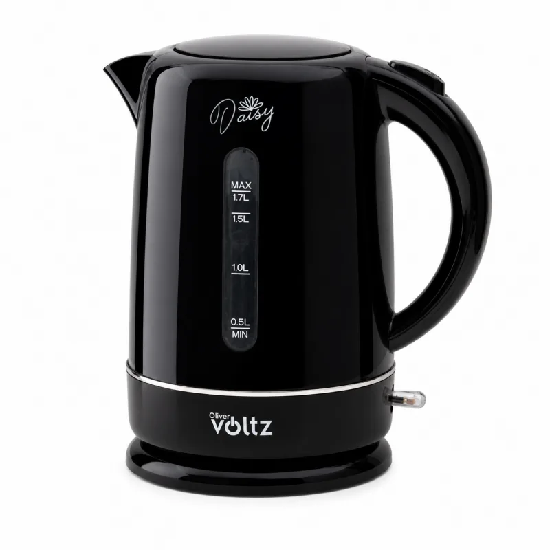 Ηλεκτρικός βραστήρας Oliver Voltz Daisy OV51230W, 2200W, 1.7 l, Αυτόματη απενεργοποίηση, Μαύρο