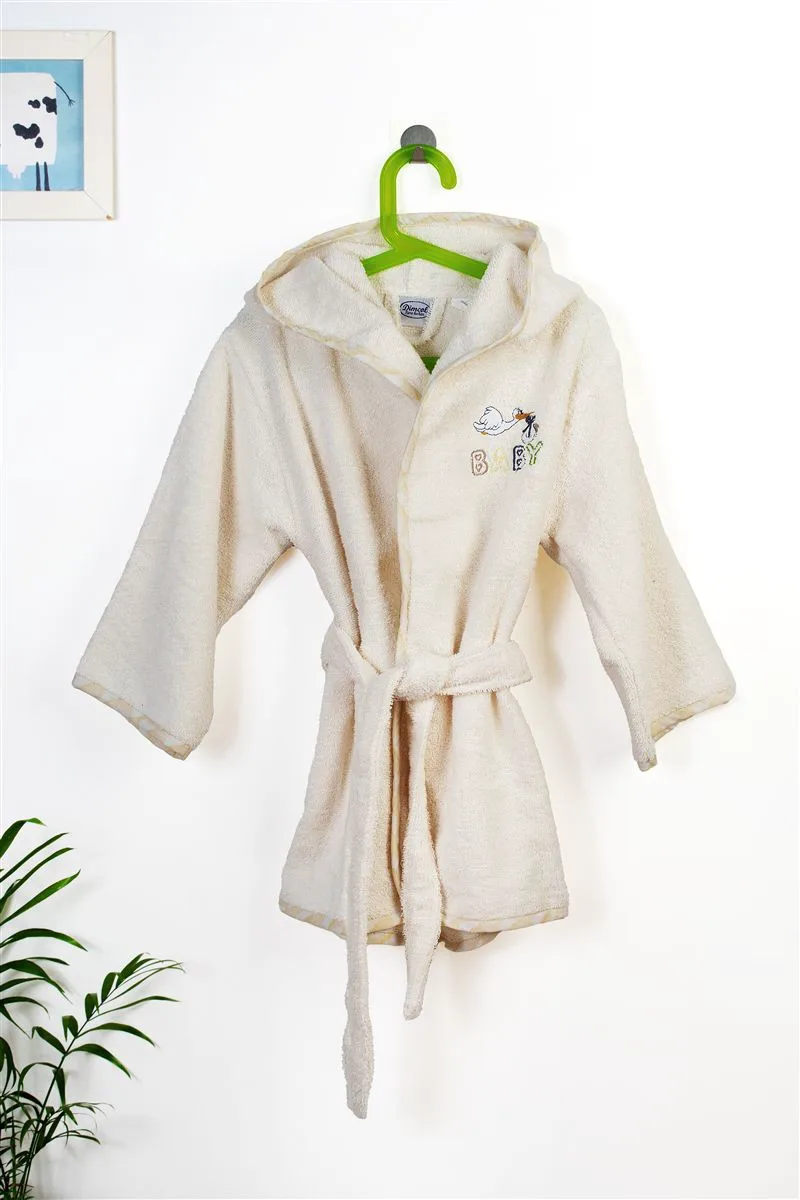 Μπουρνούζι Με Κέντημα kids Stork 194 Size: 04 Ecru-Yellow 100% Cotton