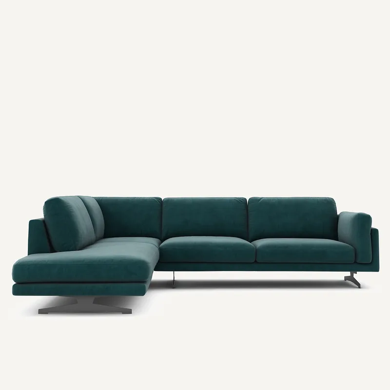 Γωνιακός καναπές από βελούδο Μ234xΠ289xΥ82cm