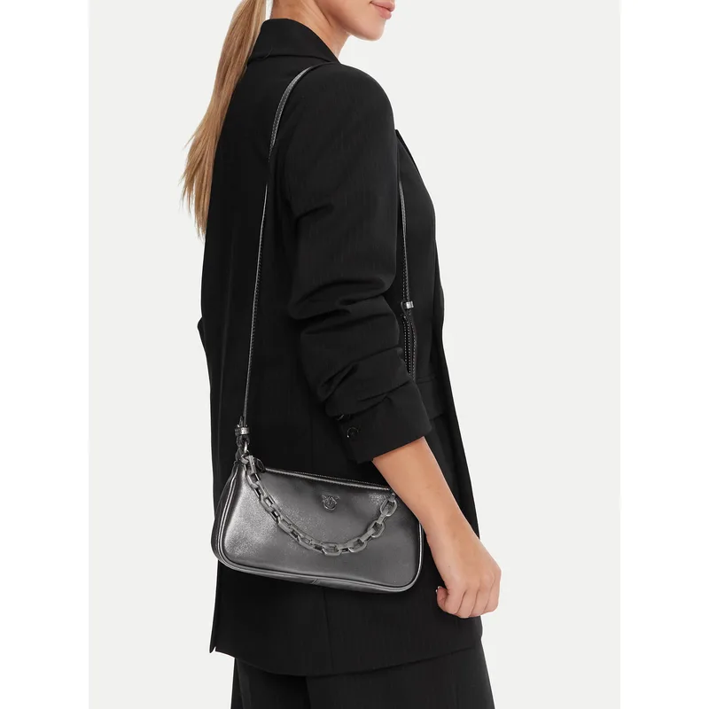 Τσάντα PINKO Half Moon Baguette Mini AI 25-26 PLTT 105069 A2O9 Ασημί