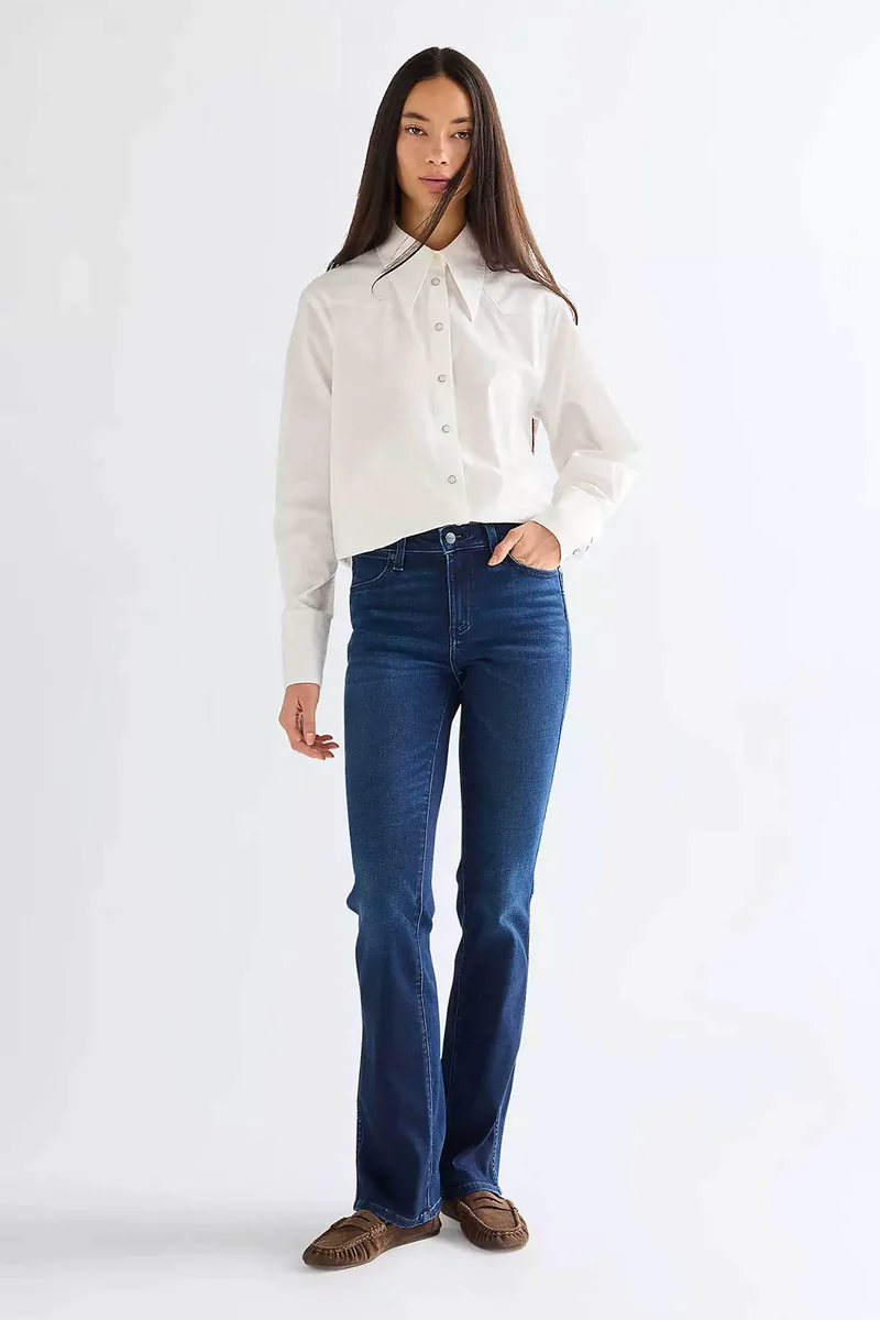 Wrangler® γυναικείο τζιν παντελόνι πεντάτσεπο Bootcut Fit - 112378532 Denim Blue Σκούρο