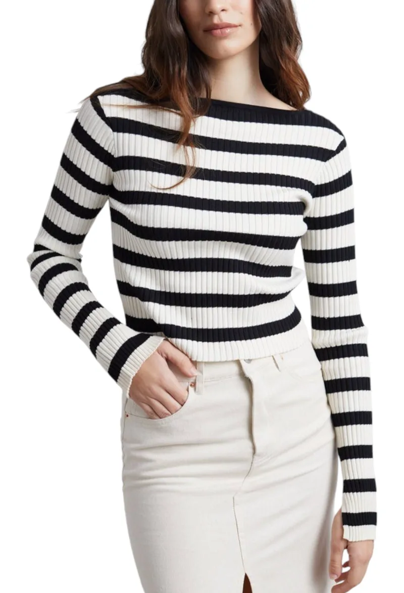 Πουλόβερ 24 Colours Ribbed & Striped 41148a-BLACK Γυναικείο