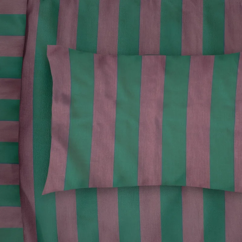 Μαξιλαροθήκη Dimcol Stripes 156 Green-Antique Ροζ 50x70