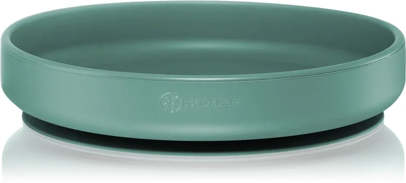 Petite&Mars Take&Match Flat Silicone with Suction Cup Misty Green 6 Months+