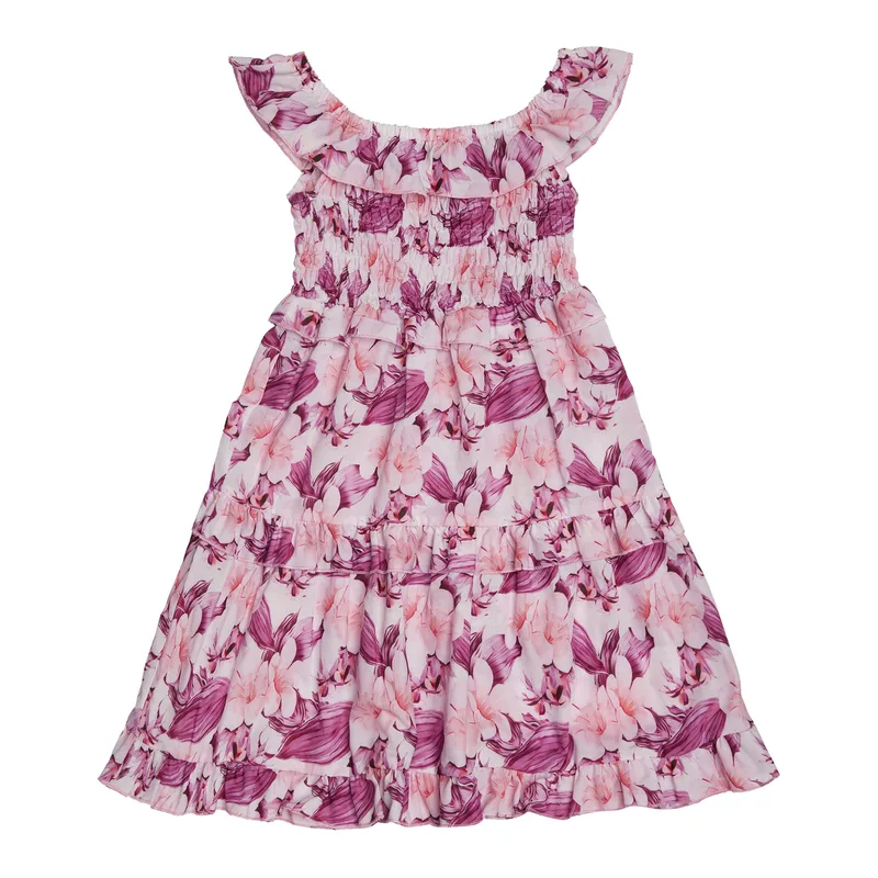 GIRL'S SHIRRED DRESS FLOWERS