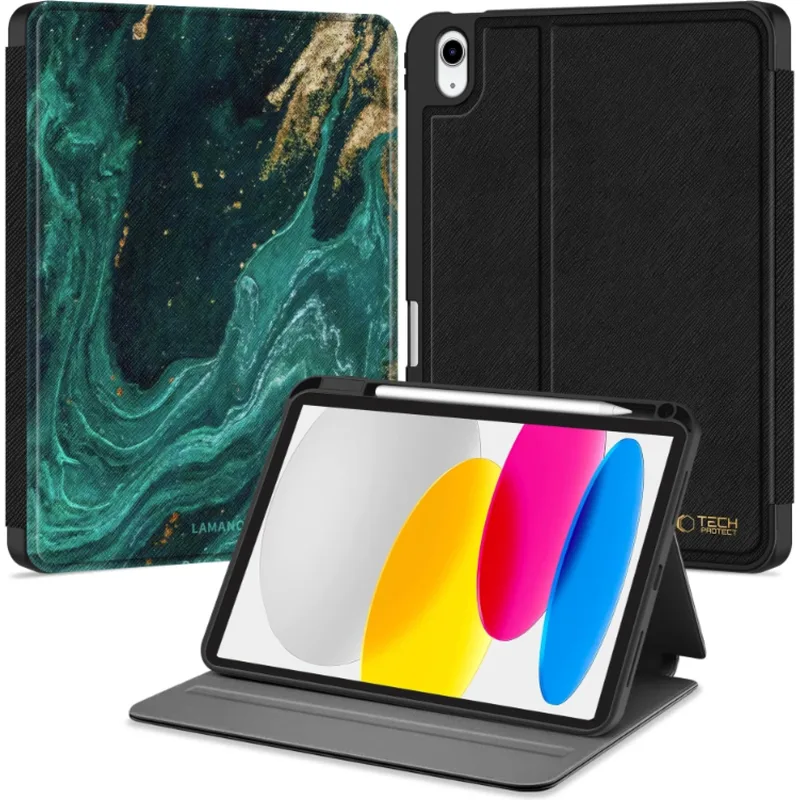 Θήκη iPad (A16) 11th Gen. 2025 11" / 10th Gen. 2022 10.9" Tech-Protect Lamano Smartcase Flip με Υποδοχή για Apple Pencil - Πράσινο Aura (5906302335909)