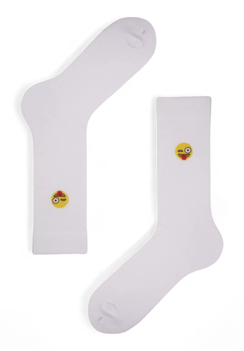 Κάλτσες Unisex Rib με κέντημα Soma Funny SSU01-2-Λευκό