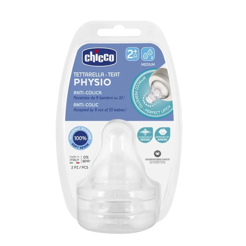 Chicco Θηλή Σιλικόνης Physio Perfect 5 Μέτρια Ροή 2Μ+ (2τμχ)