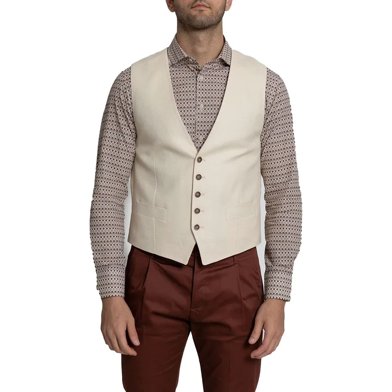 SARTORIA MONK Ανδρικό Μπεζ Ecru Waistcoat Jacket