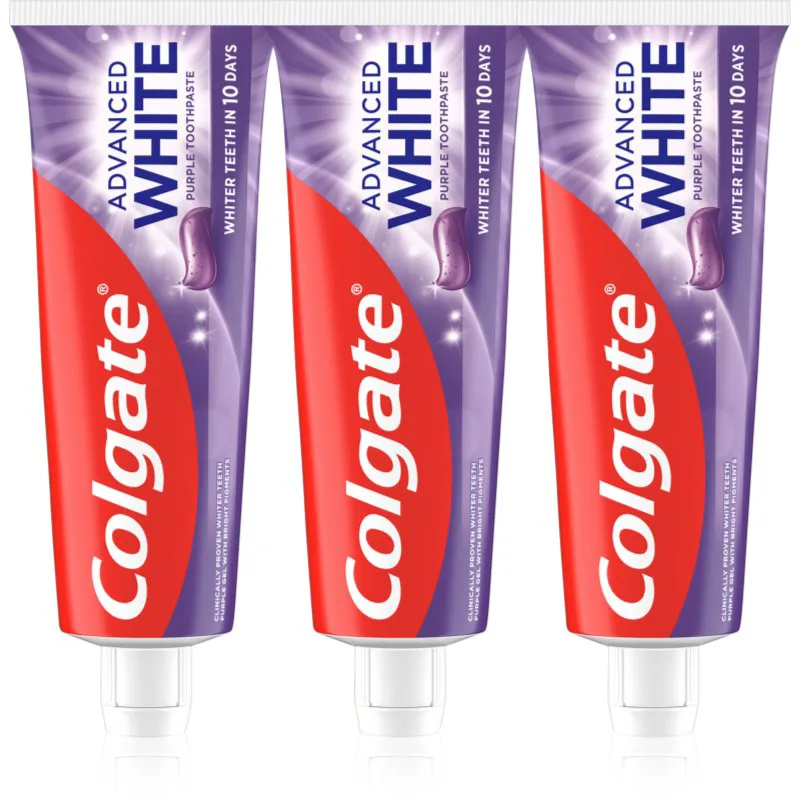 Colgate Advanced White Purple White λευκαντική οδοντόκρεμα 3x75 τμχ